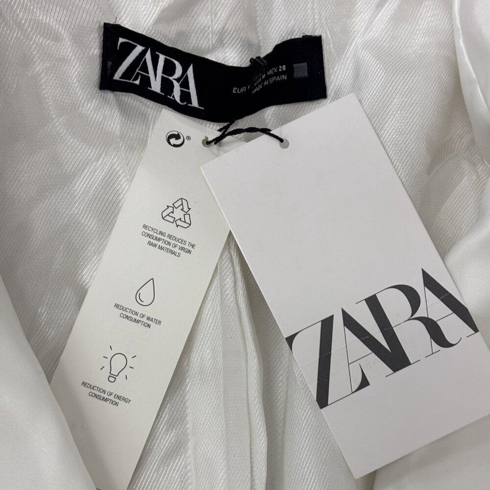 Zara Womens Tuxedo Blazer Suit Jacket Size M White Satin Lapel 7855/542 NWT - Picture 5 of 12